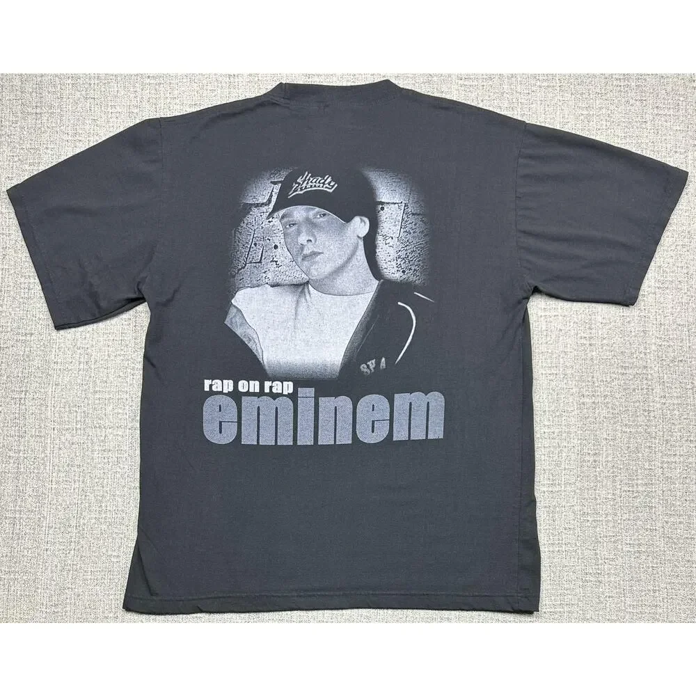 Vintage Eminem Shirt Mens XL Black Rap On Rap Double Sided Graphic Rap Tee